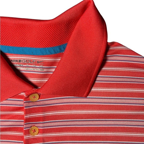 Nike Golf Fit Dry Golf Short Polo Orange Striped Shirt - Picture 1 of 7
